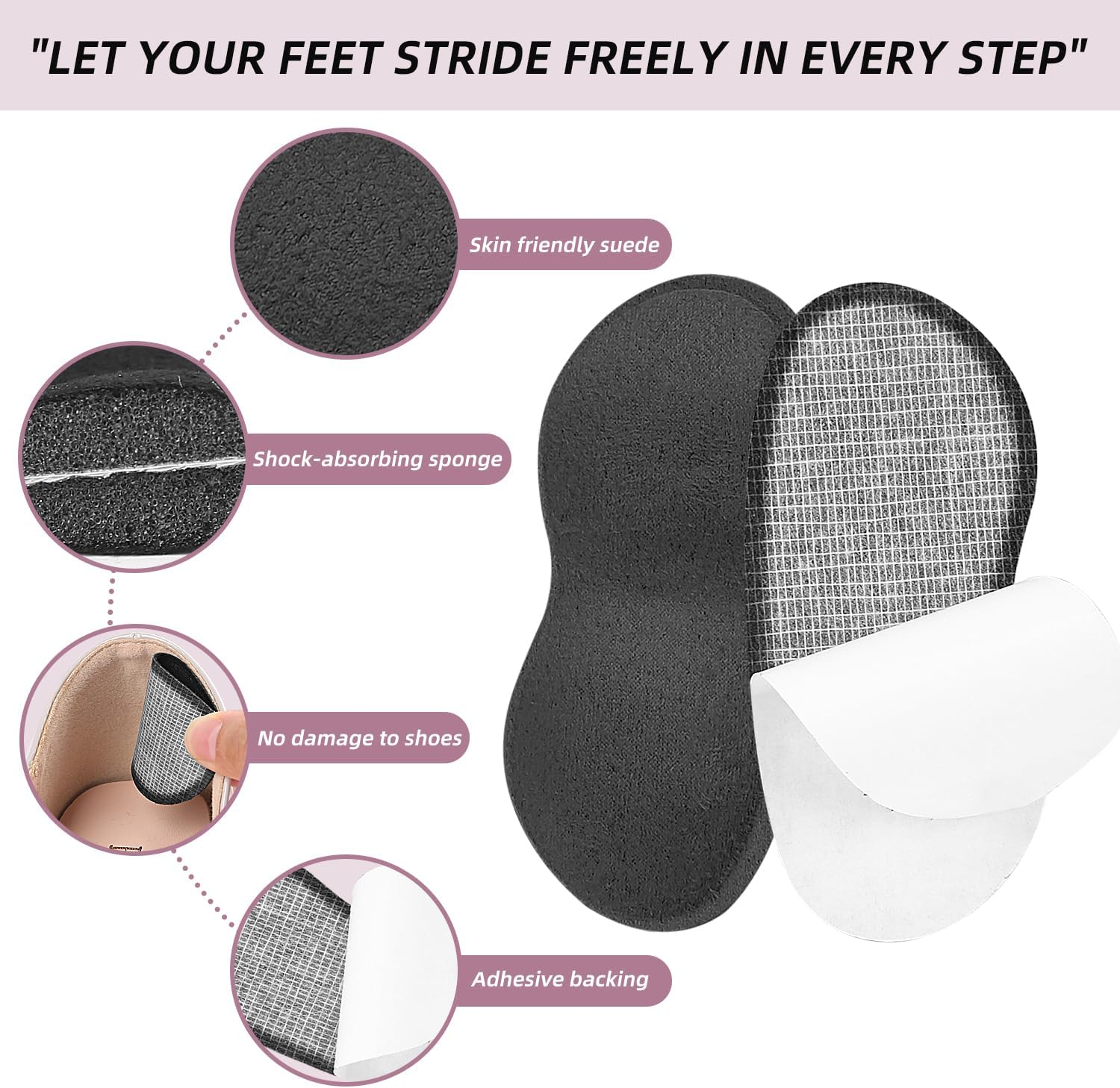 Heel Grips for Shoes That Are Too Big - Shoe Inserts for Women & Men, Non-Slip Heel Pads with Cushioning, Blister Prevention Liner for Loose Shoes, Gap Filler Comfort Accessories (Black, 4 Pairs) image number 1