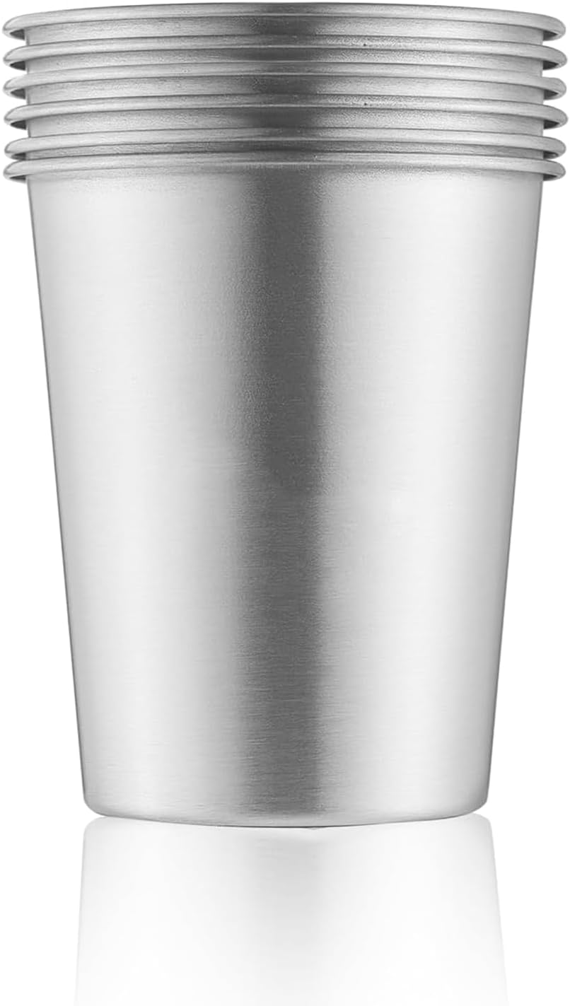 Weidllys Stainless Steel Cups for Kids and Toddlers 8 Oz - Stainless Steel Sippy Cups for Home & Outdoor Activities, BPA Free Healthy Unbreakable Premium Metal Drinking Glasses (6-Pack)