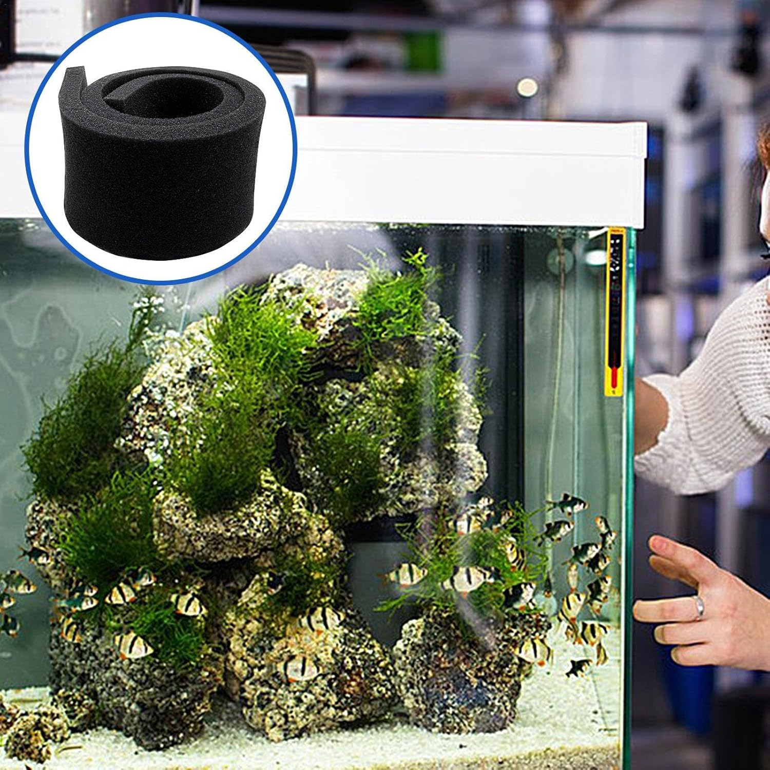 Wezalget Aquarium Filter Foam Pad | Easy to Cut Replacement Fish Tank Filter Foam Aquarium Filter Media Foam - for Aquarium Fish Tank Pond Canister Filters, Enhanced Aquatic Health - 50X50X2Cm image number 3