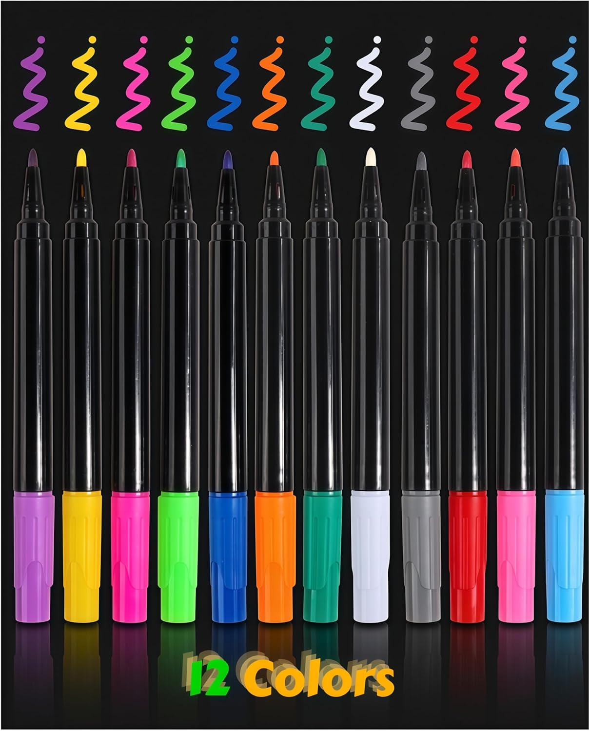 Joiyota 8-Color Acrylic Magnetic Whiteboard Markers Set &ndash; 1Mm Fine Tip & Brush Cap, Liquid Chalk Dry Erase Markers for Whiteboard, Glass, Acrylic Crafts & Chalk Pen Art