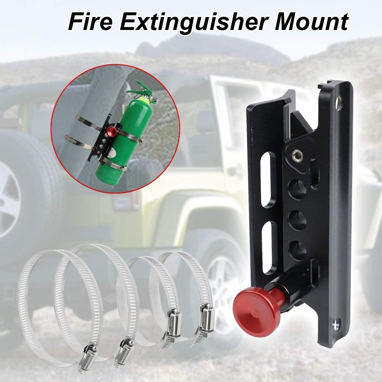 Universal Quick Release Roll Bar Fire Extinguisher Mount Bracket 6061-T6 Billet Aluminum Compatible with for Jeep Wrangler UTV Polaris RZR Ranger Can-Am Maverick ATV