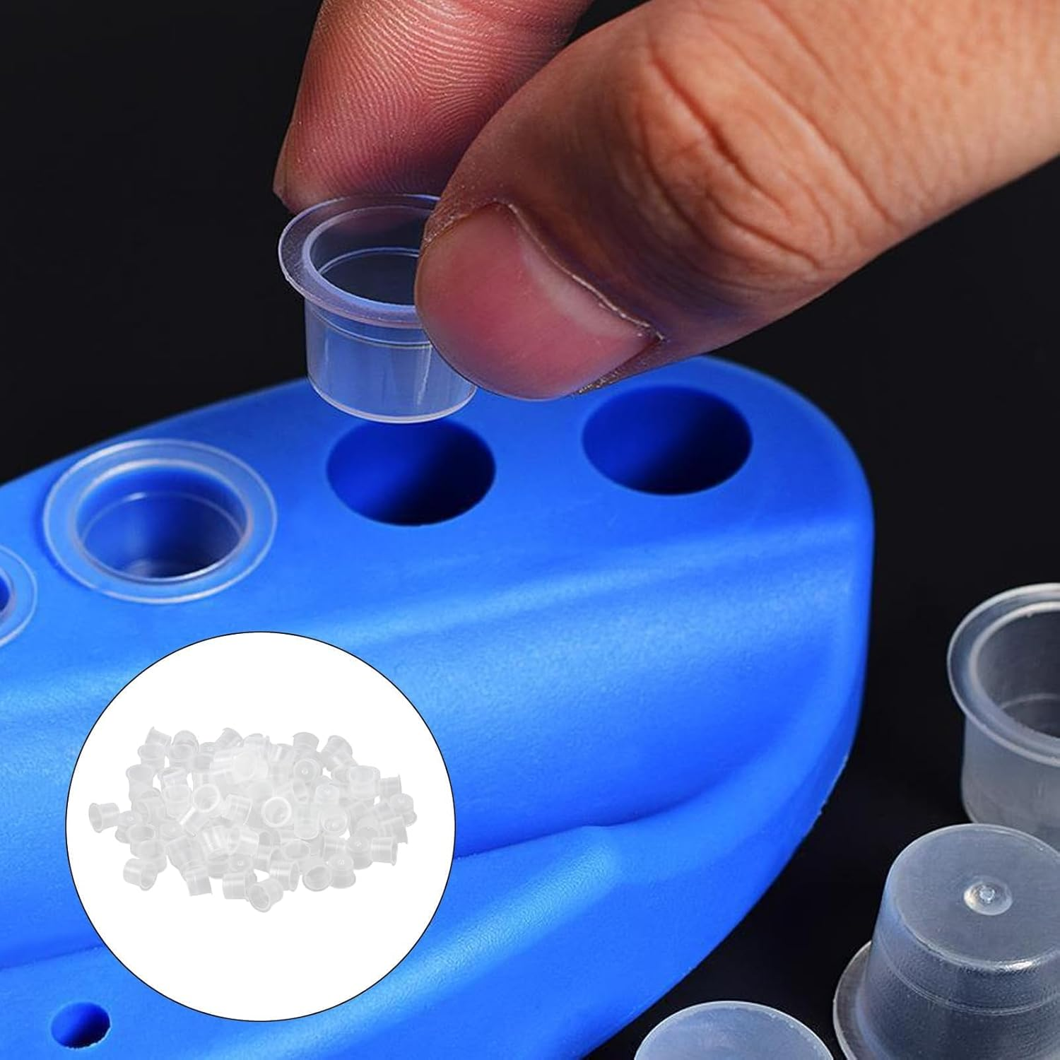 100 Pcs Large Tattoo Ink Caps, Disposable Tattoo Pigment Ink Cups, 15*13MM Transparent Microblading Tattoo Pigment Ink Holders, Plastic Ink Containers for Tattoo Art Painting Graffiti Pottery (Large) image number 6