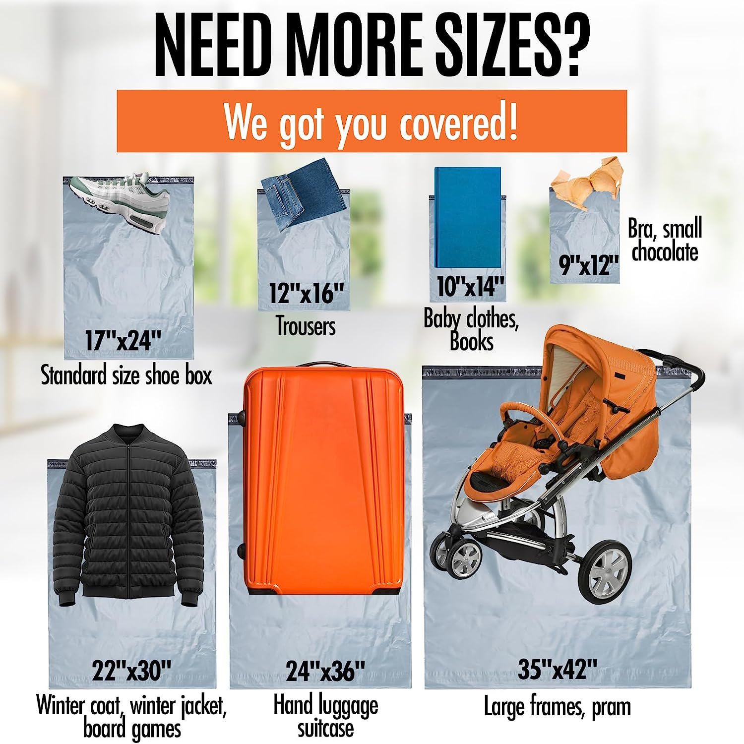 Large Mailing Bags by Calzette Extra Strong Polythene Grey Mail Envelopes for Packaging Clothes Parcel Self Seal Poly Storage Bags 22"X 30" (55Cm X 76Cm) Postal Bag Packing (10)