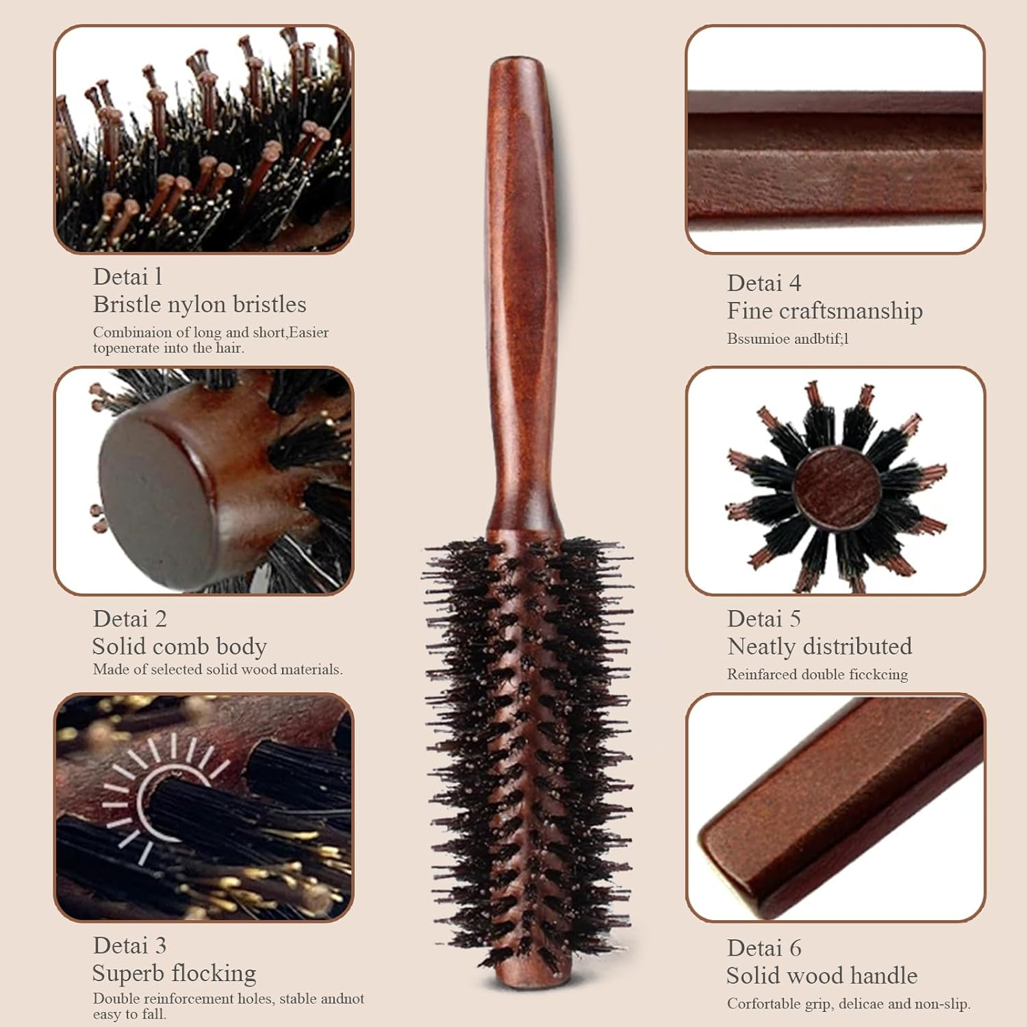 Round Brush for Blow-Drying, Styling Brush with Nylon Bristles, Hair Brush for Short to Medium Hair, Straightening, Curling, Adding Hair Volume and Shine (Large) - Large image number 3