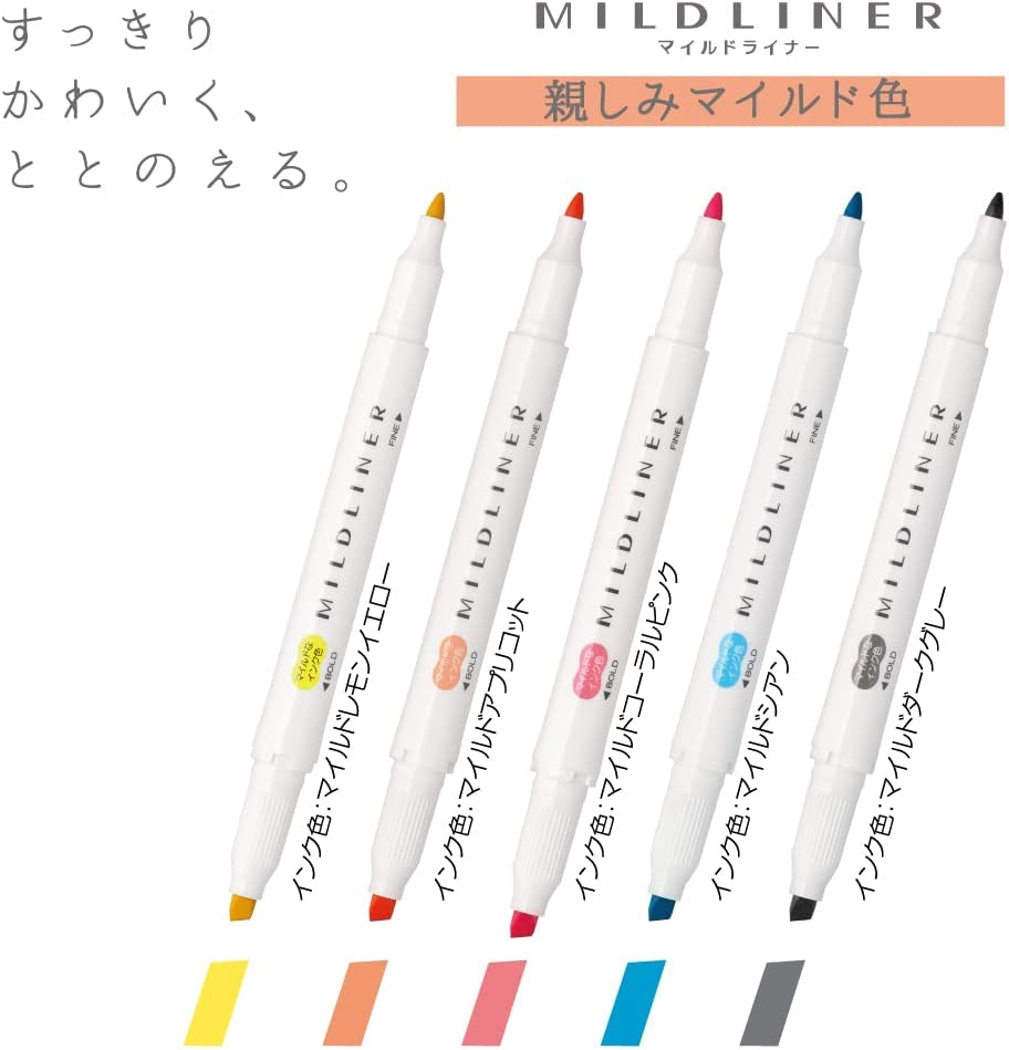 Zebra WKT7-N-5C-N Highlighter, Mild Liner, Friendly Color, N5 Colors