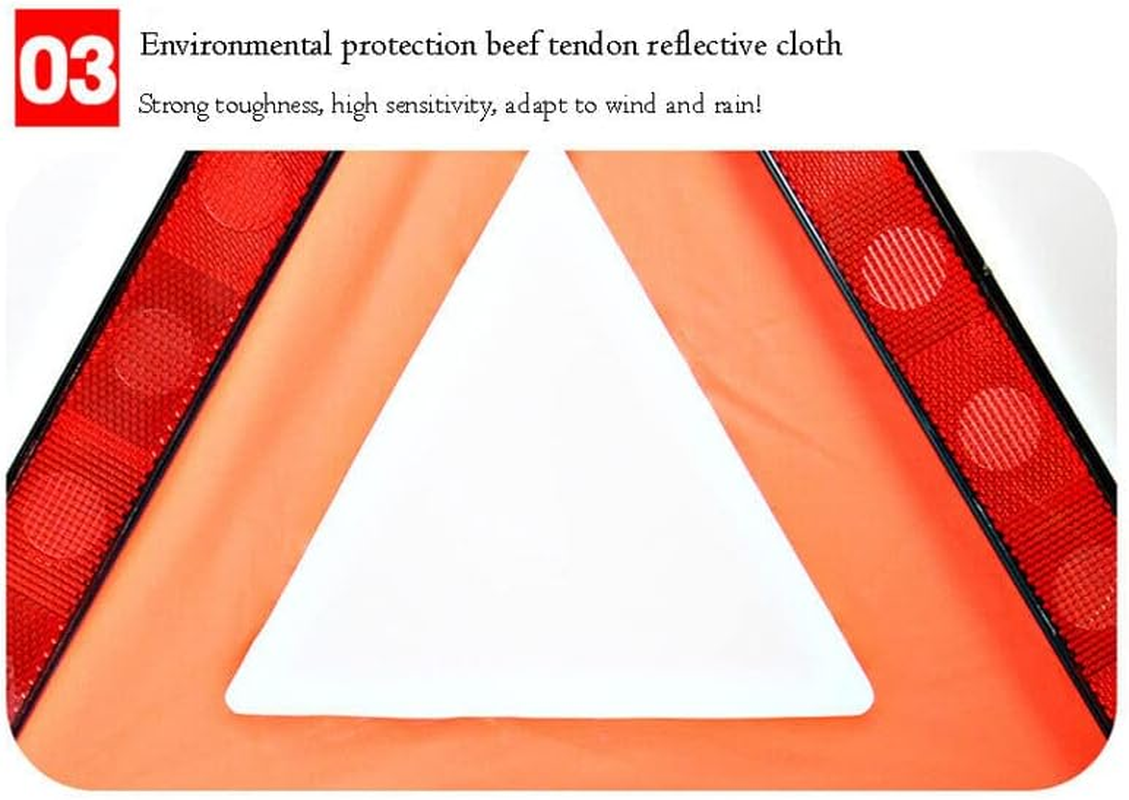 AIMALL 3 PCS Reflective Emergency Warning Triangle Kit &ndash; DOT Approved, Safety Roadside Warning Sign, Foldable 16.9 Inch Red Triangle for Car Breakdown Safety image number 2