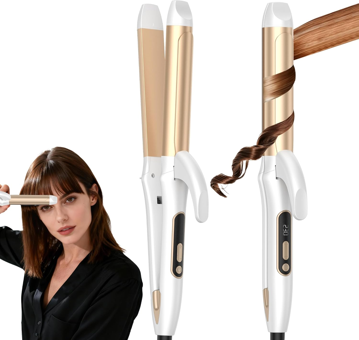 UMIGA 2-In-1 Straightener and Curling Iron Combines Curls and Smooth Hair in One Device, 32Mm Ion Ceramic Curling Iron, 12-Stage Temperature Display with Digital Display, Two Functions image number 5