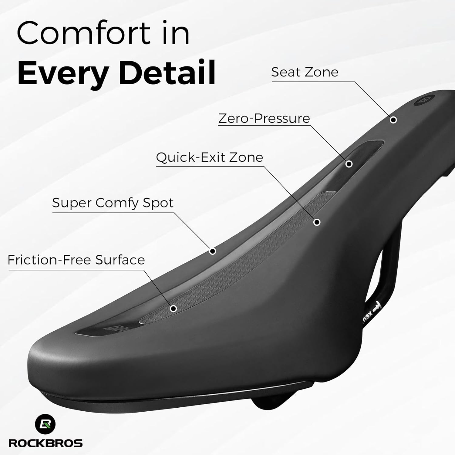 ROCKBROS Kids Bike Saddle Youth Replacement Bike Seat Kids Bicycle Seat with Ergonomic Design -3 Zone Concept - Waterproof, Enhance Young Little Riders for BMX, MTB & Road 16" to 24" image number 1