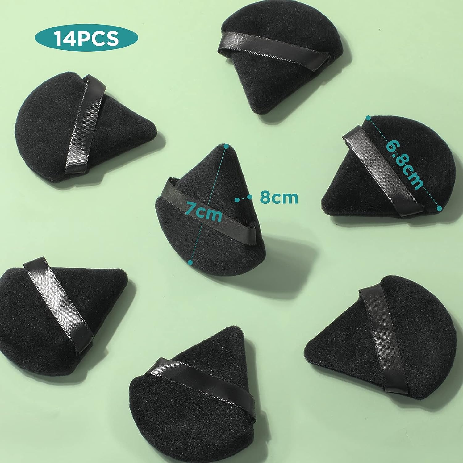 Geeric 14 Pieces Face Soft Triangle Wedge Shape Makeup Puff for Loose Powder, Body Powder, Foundation Blending Sponges Set, Beauty Blender Makeup Tools - Black image number 4
