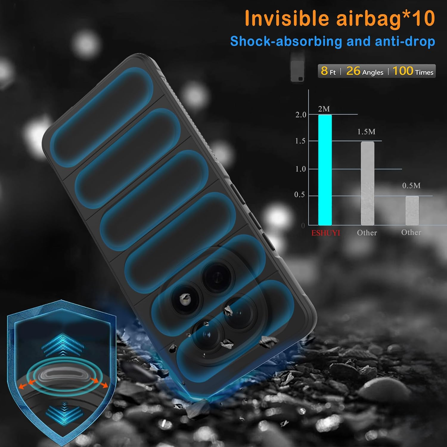 ESHUYI Liquid Silicone Case for Xiaomi Redmi Note 15 5G with Anti-Germ Protection, Anti-Scratch Soft Microfiber Lining, High Resilience Gel Rubber Full Body Shockproof Cover, Black image number 2