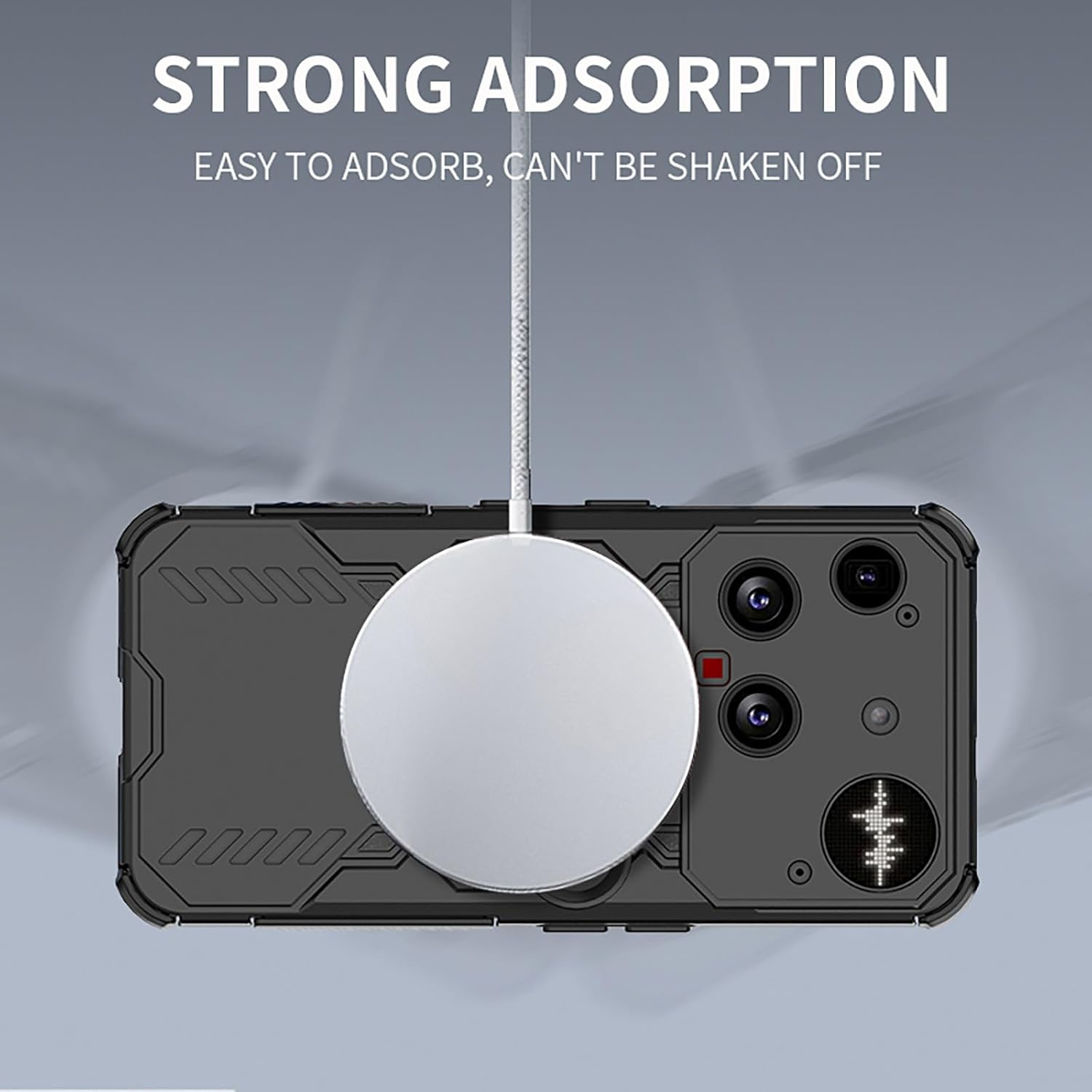 SEAHAI Case for Nothing Phone (3) with Magnetic Adsorption Function, Military Shockproof Case, Ultra Thin Hard PC Protective Case, Silicone, TPU Bumper Mobile Phone Case, Black image number 3