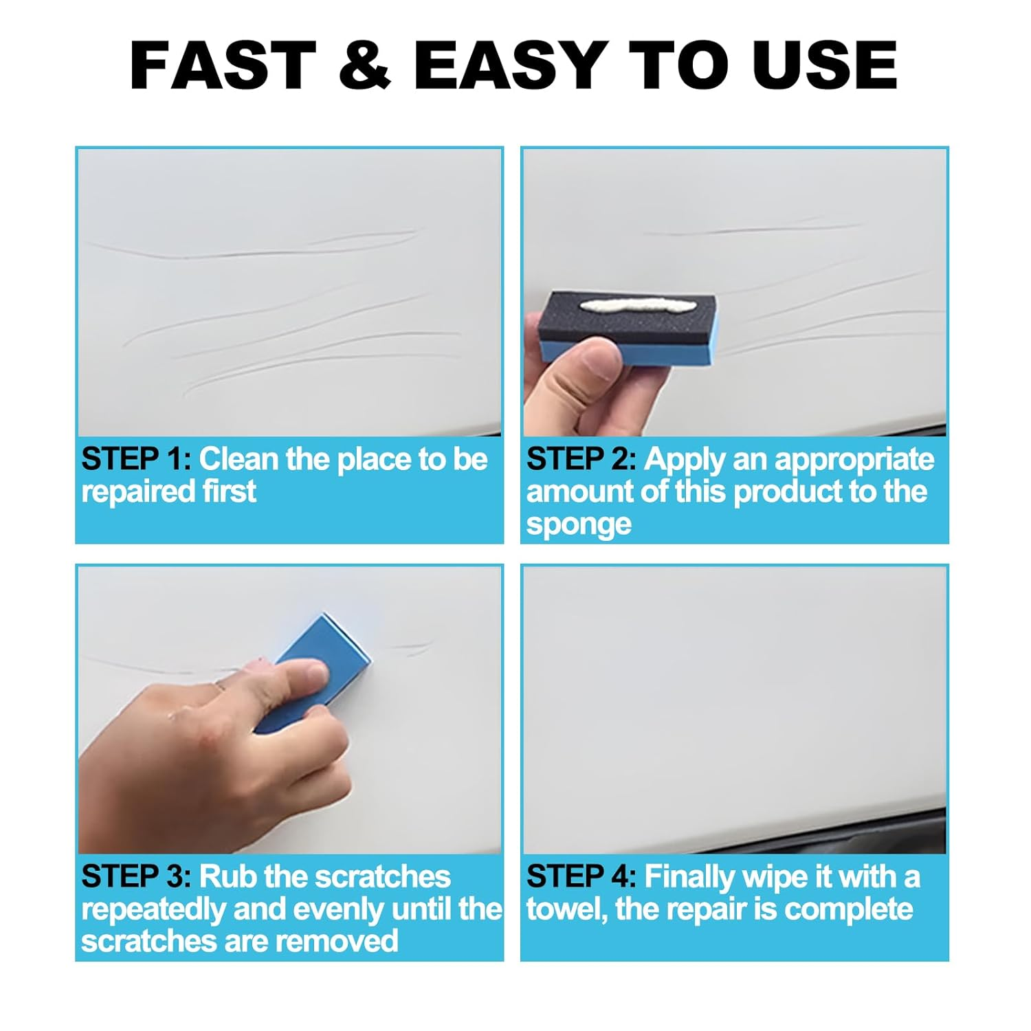 Professional Car Scratch Remover & Polish Wax Kit - Ultimate Paint Restorer with Headlight Restoration | Light Scratch Repair for Vehicles, Removes Swirls & Water Spots with Polisher Sponge image number 3