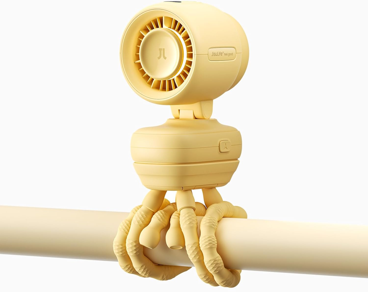 JISULIFE 2026 Stroller Fan &ndash; Small & Stylish with 38H Cooling, Soft Night Light, One‑Click Detachable for Stroller or Desk, Safe Baby Fan for Crib Car Seat Nursery Travel, Gifts for Baby Mom (Yellow)