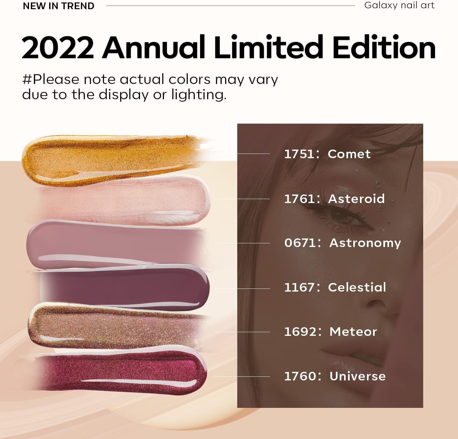 Modelones Cat Eye Gel Nail Polish Set 6 Colors, Glitter Nude Sparkle Dark Purple Gold Shiny Magnetic Effect Chrome Diamond Multifunction Home Manicure Kit Winter Special Gifts Annual Limited Edition image number 5