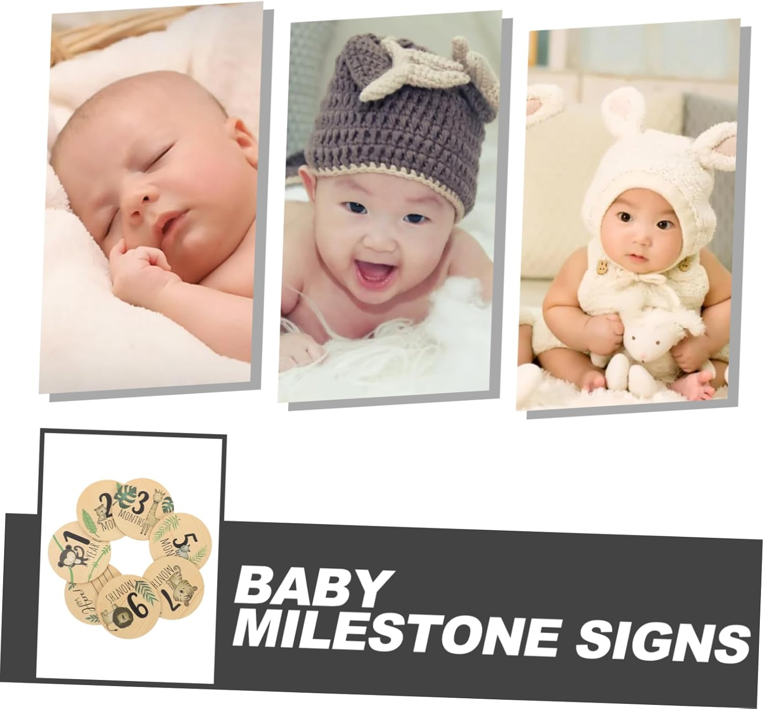 7Pcs Wooden Milestone Cards Boy Girl Months Newborn Announcement Signs Birth Decor Photo Props for Girl image number 1