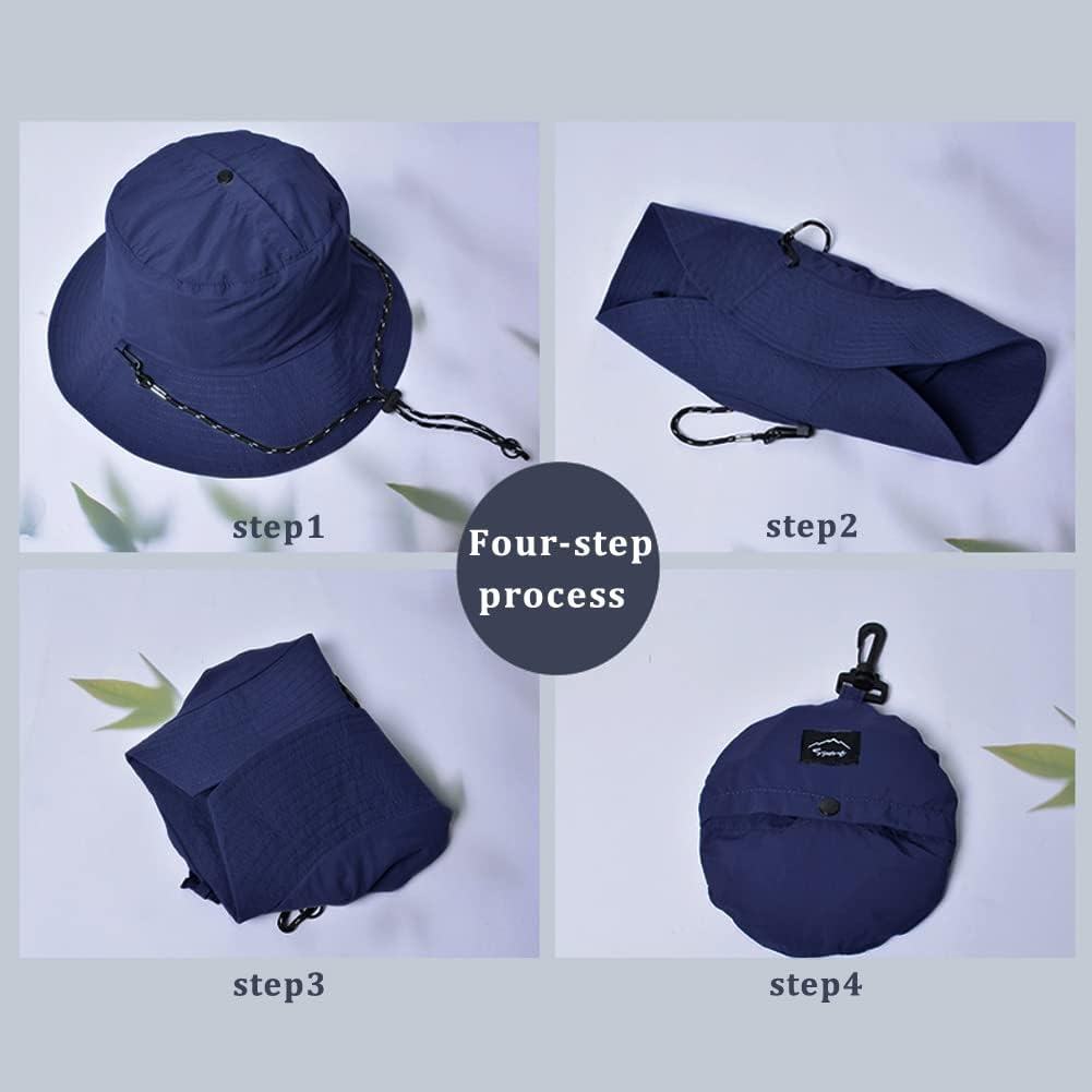 Waterproof Bucket Hat for Women and Men - UV Protection Beach Sun Hat Fishing Safari Boonie Hat Rain Hat Adjustable Packable