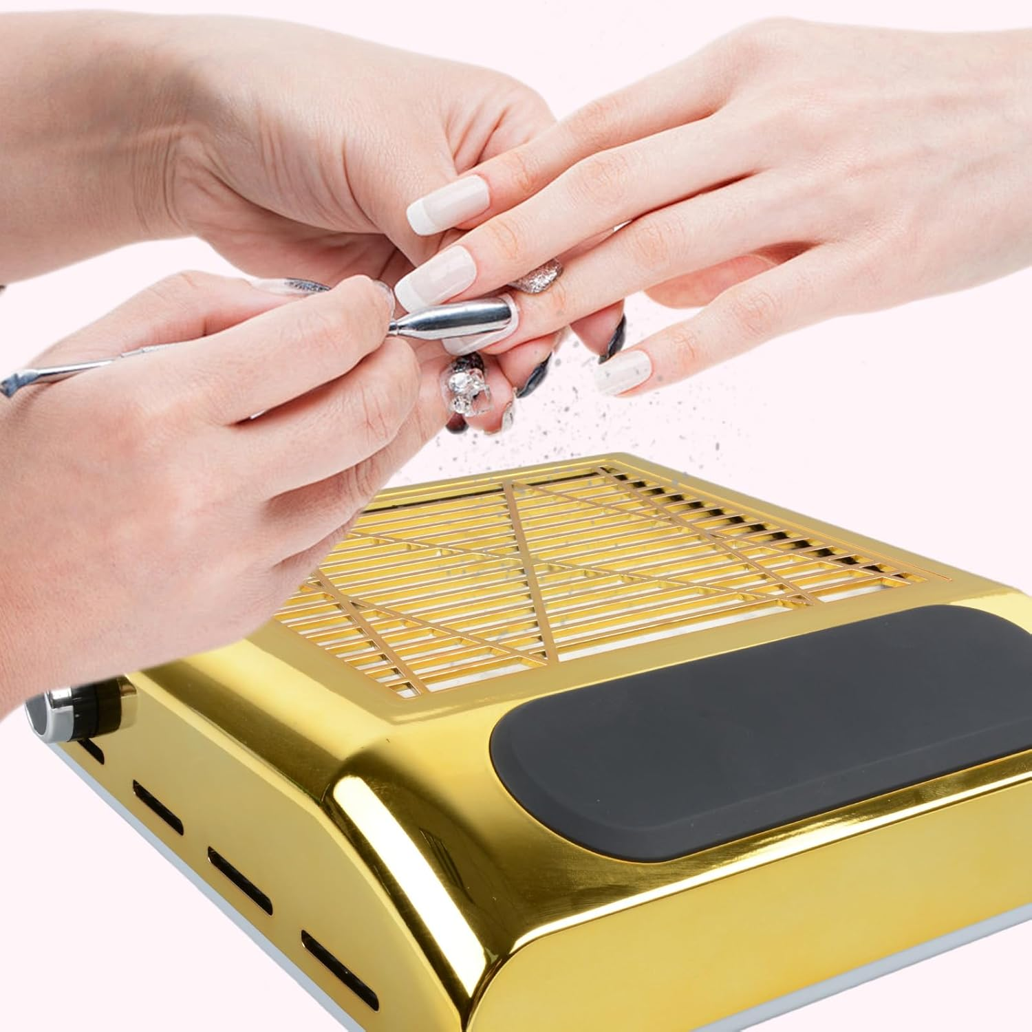 BITUSIC Nail Dust Collector AU Plug, 80W Adjustable Power, Strong Suction, Low Noise, Two-In-One High-Power Desktop Nail Dust Extractor (Gold) image number 1