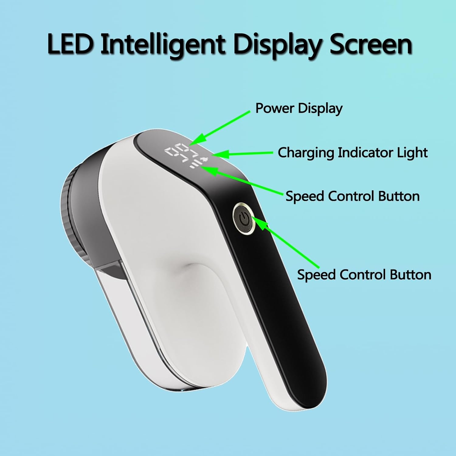 Rechargeable Electric Lint Fabric Shaver with 3 Speeds & 2 Replacement Blades,Led Display Portable Fuzz Remover for Pilling Clothes,Couch, Sweater image number 3