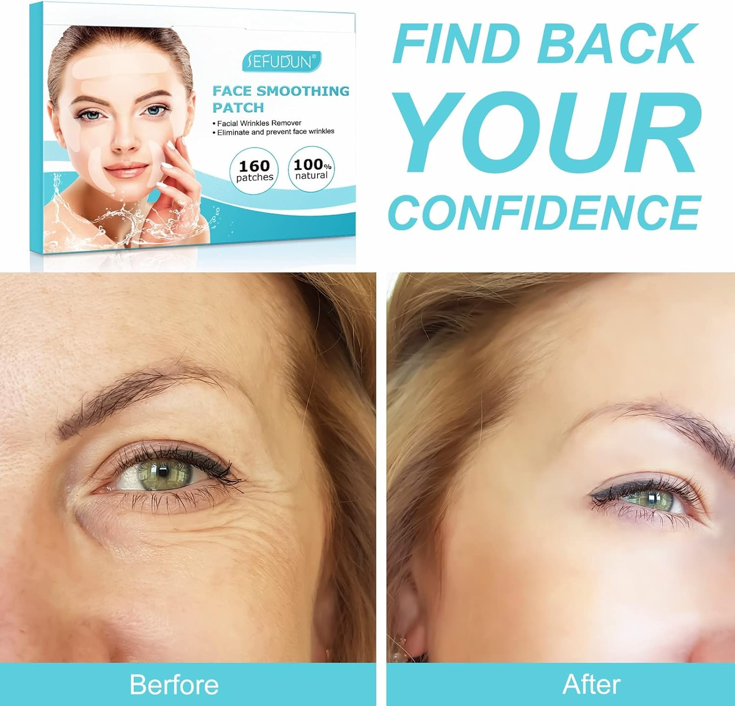 Face and Forehead Wrinkle Patches - 160Pcs Face Tape for Wrinkles Forehead Wrinkle Patches Face Patches for Wrinkles anti Wrinkle Patches Frownies Facial Patches image number 3