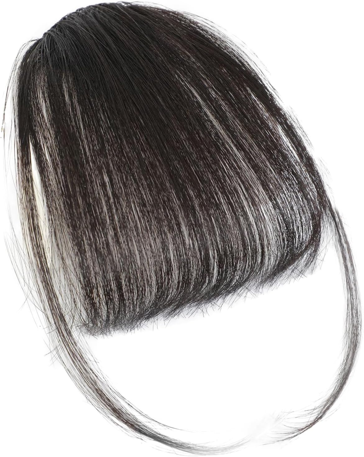 Mivpzisk Clip on Bangs Human Hair, Women Human Hair Dim Bangs, Clip in Bngs on Wispy Fringe with Temples Hairpieces, Stylish Natural Color Fringe Hairpieces