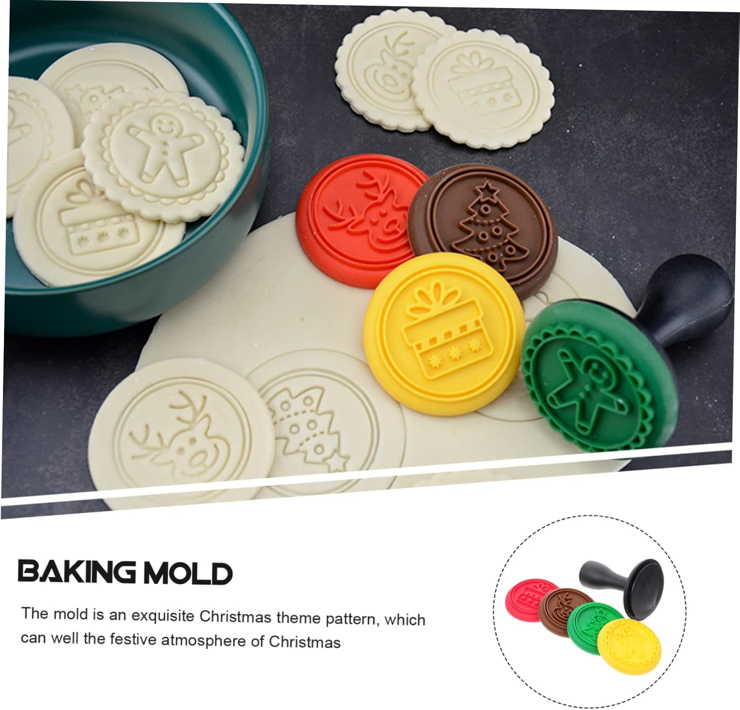 Christmas Silicone Cookie Stamp Mold Baking Tools for Home DIY Christmas Biscuits Random Style image number 5