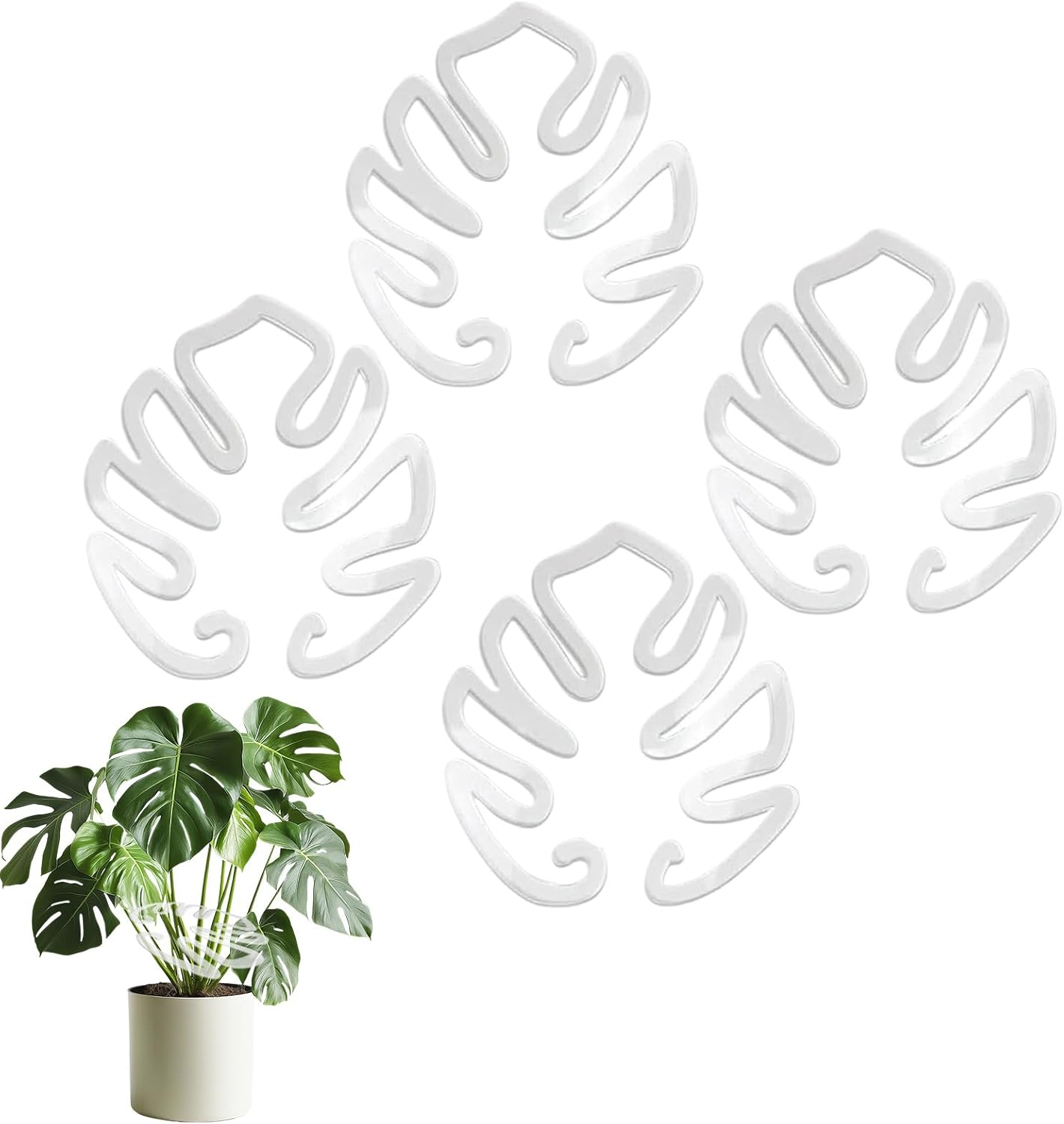 4 Pcs Monstera Plant Support, Wear Resistant Plant Stakes, Plant Stem Support, Unique and Aesthetic Turtle Shell Bamboo Clamp Set Suitable for Flowers, Herbs, Keeps Tame and Growing Vertical image number 3