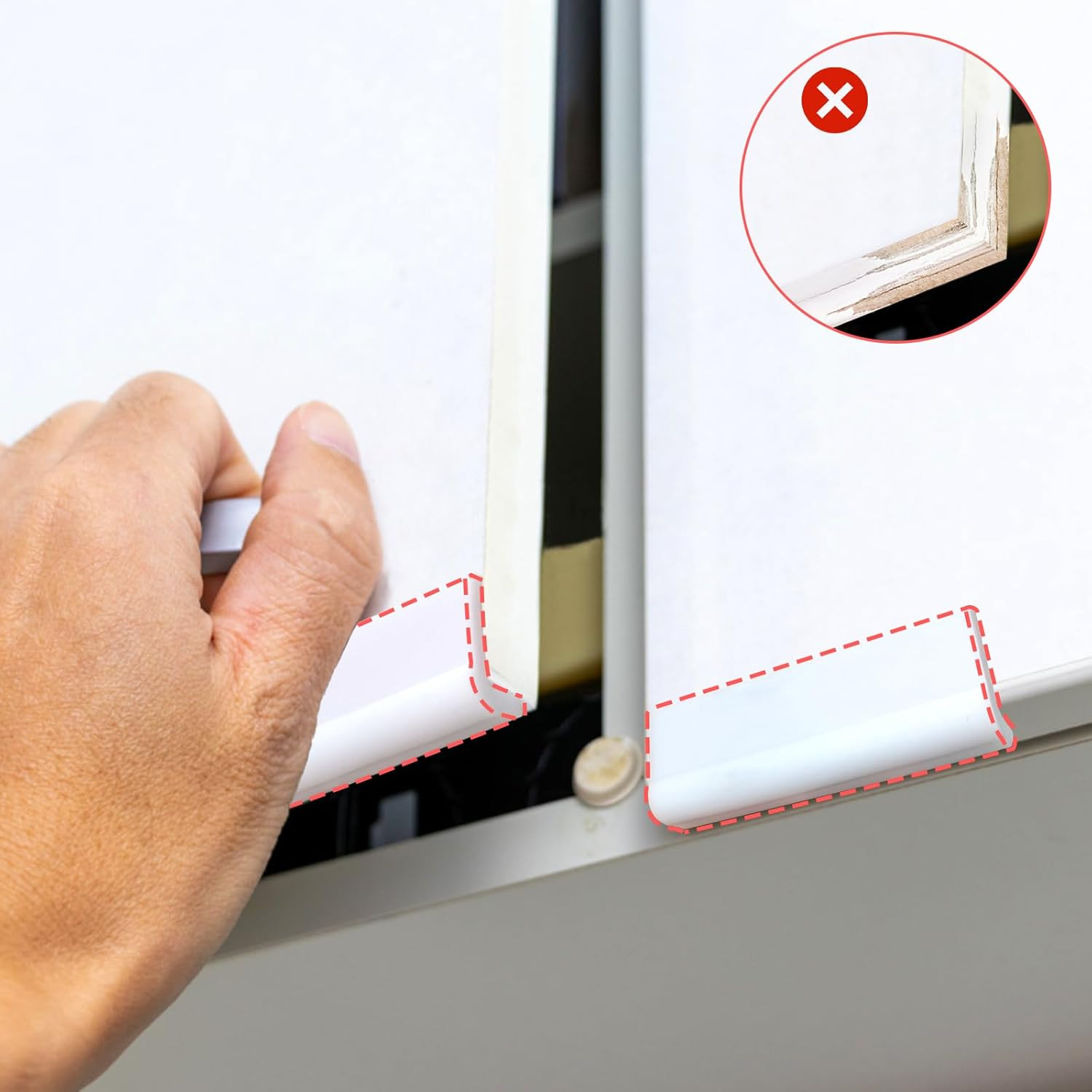 Edge Protector Block,Self-Adhesive Cabinet Door Corner,Thickened Rubber Edge Guard Safety Bumpers for Furniture,Night Stand,Wall（White 6PCS image number 4