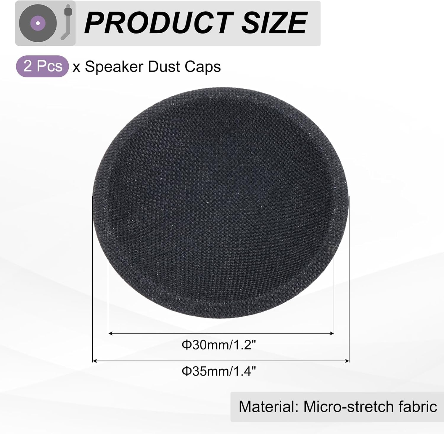 Sourcing Map 2 Pcs Speaker Dust Cap 35Mm/1.4" Outer Diameter Oiled Cloth Cap Dome Cap Subwoofer Coil Cover Caps for Speaker Accessories Repairing image number 2