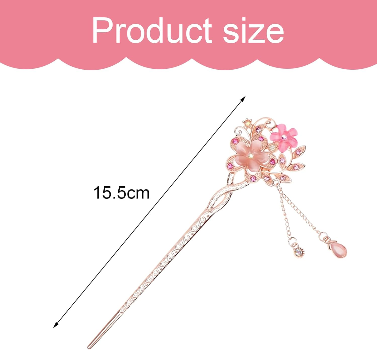 DHWEKU Vintage Hair Stick Hair Stick Hair Sticks Hairpin Vintage Hair Stick Opal Hair Sticks Hair Decor Chinese Hanfu Hair Pins Old Hair Clip (Red) 1 Piece image number 6