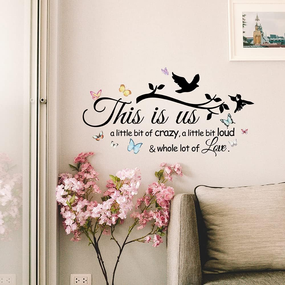 Inspirational Quote This Is Us a Little Bit of Crazy Loud Whole Lot of Love Wall Decal Vinyl Sticker for Living Room Bedroom Family Decor Decoration Sticker (27.6''&times;15'') image number 1