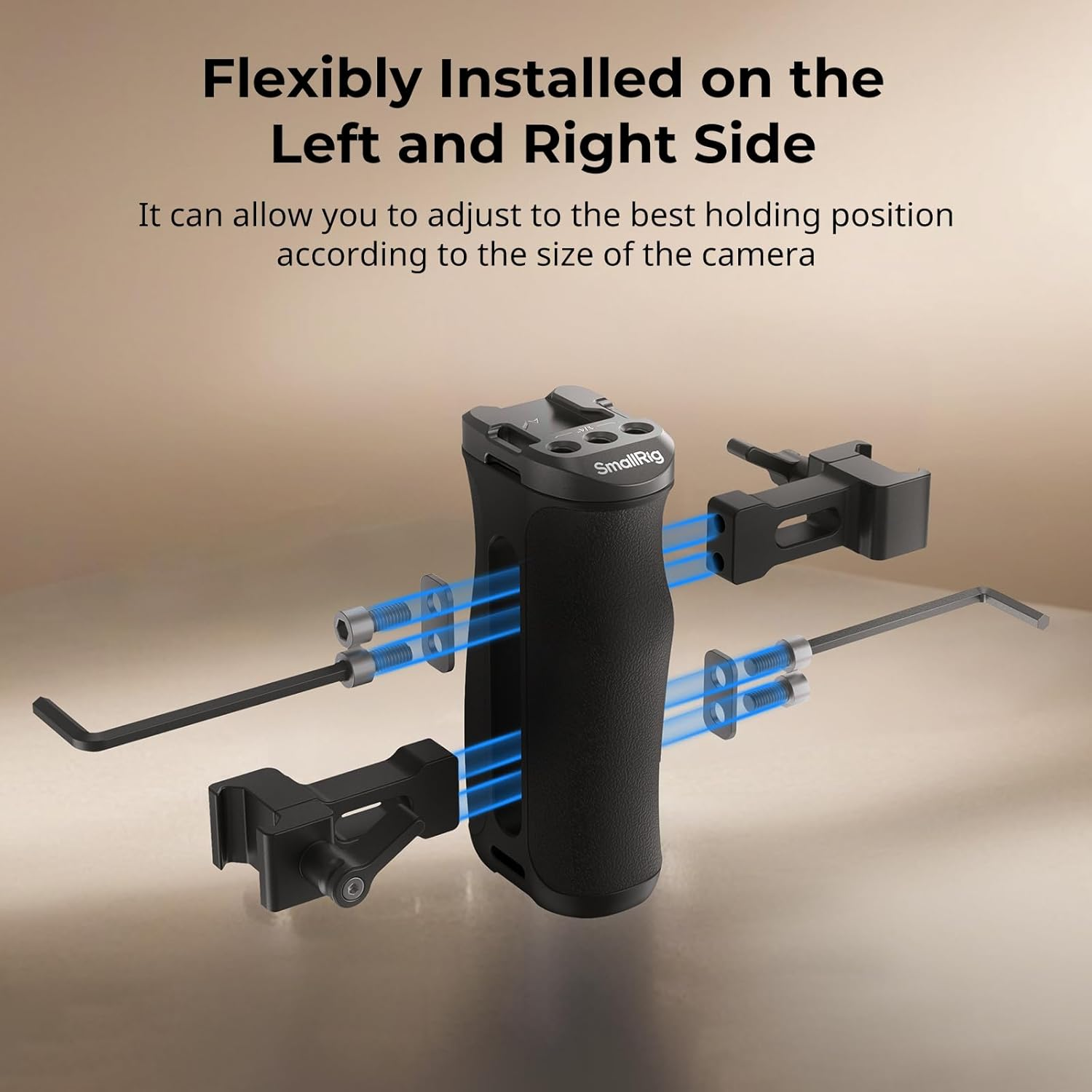 Smallrig Mini NATO Side Handle for Camera Cages, Universal Ergonomic Side Handgrip, 43Mm Up/Down Adjustable, Bulit-In 1/4"-20 Threaded Hole, Strap Hole, Cold Shoe - 4840 image number 2