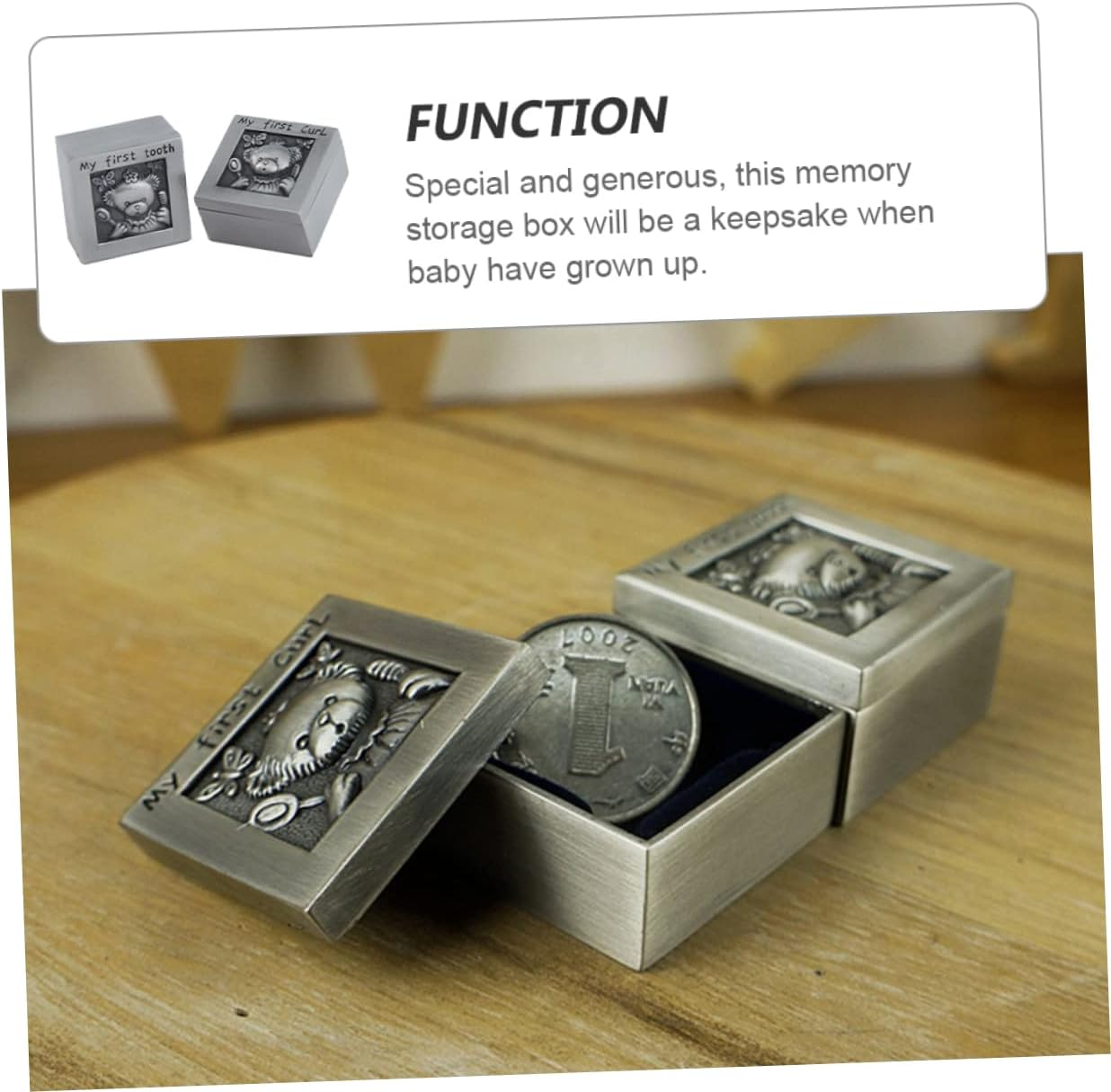 ERINGOGO Teeth Collection Box Fetal Hair Holder Cartoon Organizer Commemorative Case for Newborn Keepsake image number 4