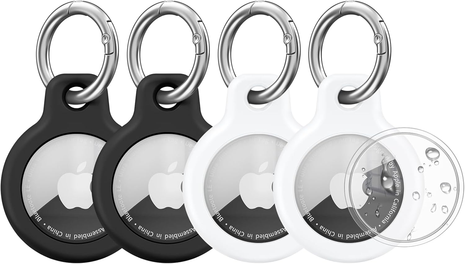 4 Pack Airtag Holders for Apple Airtag 2021, Leonids Shockproof & Waterproof TPU Airtag Holders with Anti-Lost Keychain for Dog/Cat Collar, Luaggage, Bags, Keys (Blue+Pink+Mint Green+Purple)