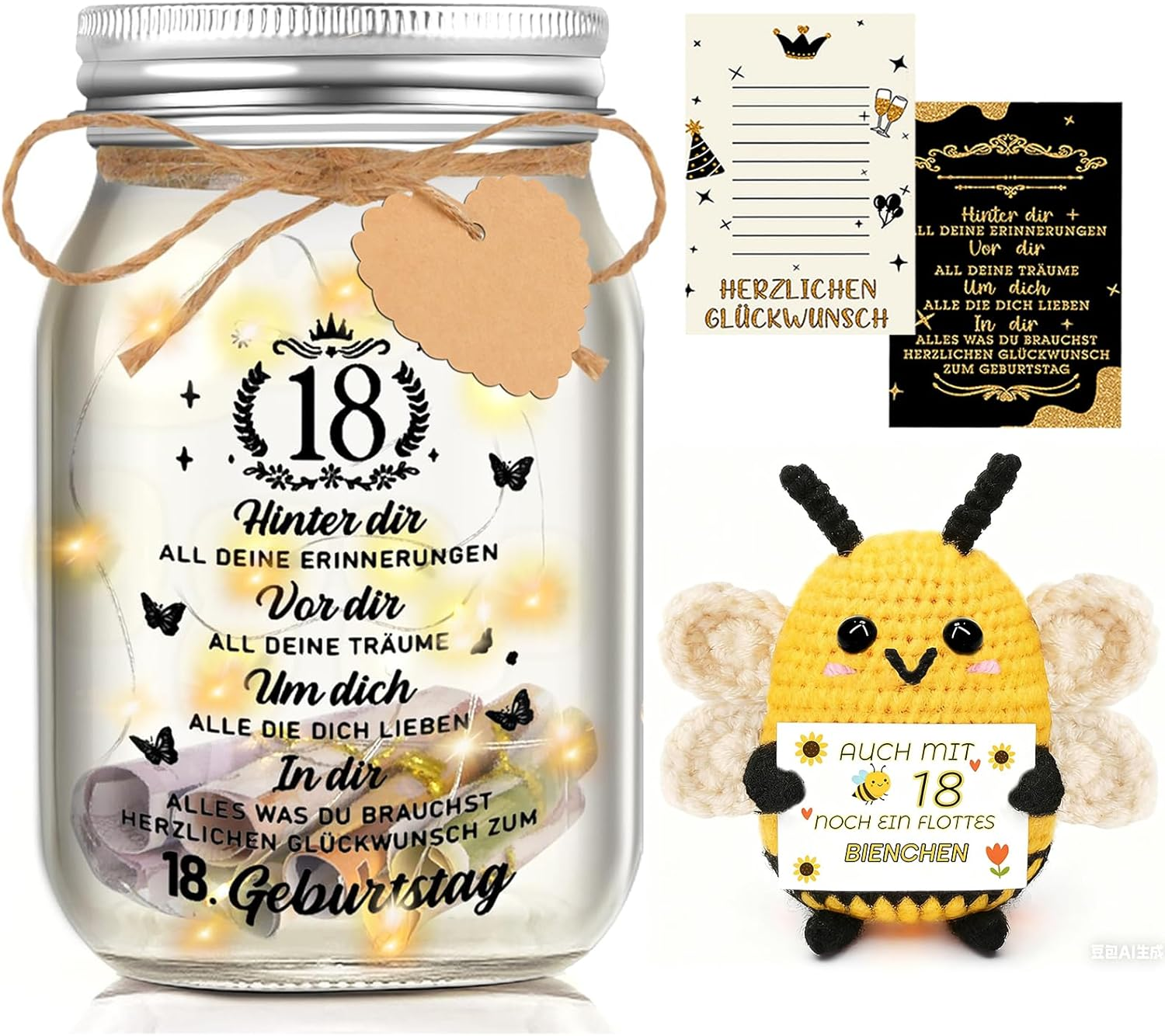 Gifts for 18Th Birthday Girl Boy Bottle Light with Positive Potato Bee Money Gifts Birthday 18Th Birthday Money Gifts Packaging Pocket Hug Positive Lucky Charm Bee - 50 Years image number 3