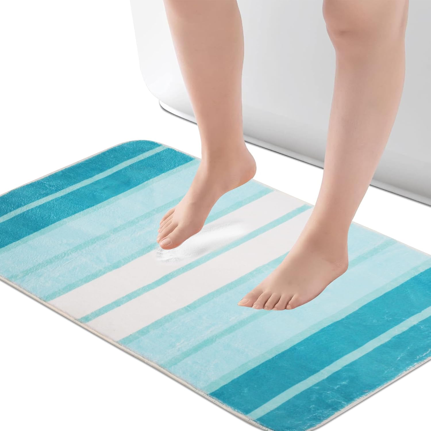 Microfiber Absorbent Bath Mat 50X80Cm, Non-Slip Bathroom Rug Washable Thin Bathroom Floor Mat, Soft Quick Dry Bath Carpet for Bathroom Floor, Tub, Shower (Green)
