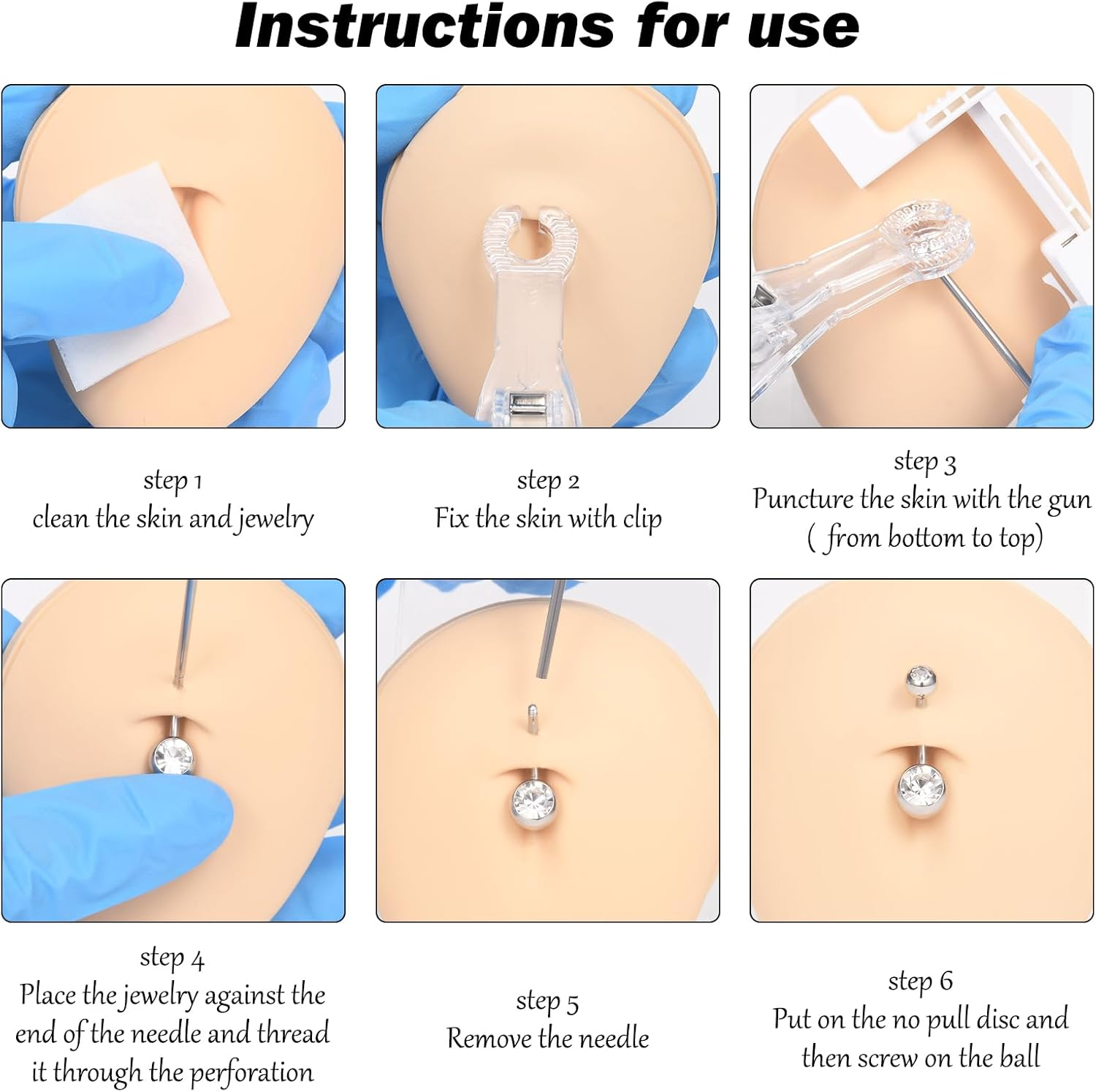 QWALIT Titanium Belly Button Piercing Kit Gold Belly Button Piercing Kits Self Belly Piercings Gun with Surgical Steel Implant Grade Titanium Belly Rings at Home Hypoallergenic Navel Ring Heart, Metal image number 4