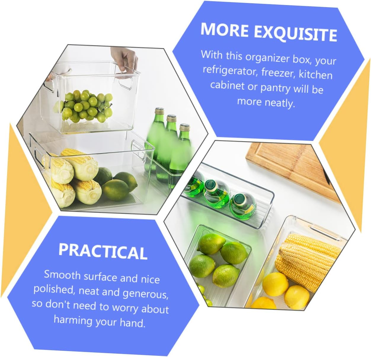 Refrigerator Bin Storage Boxes Herb Storage Container for Box Pantry Food Drinks