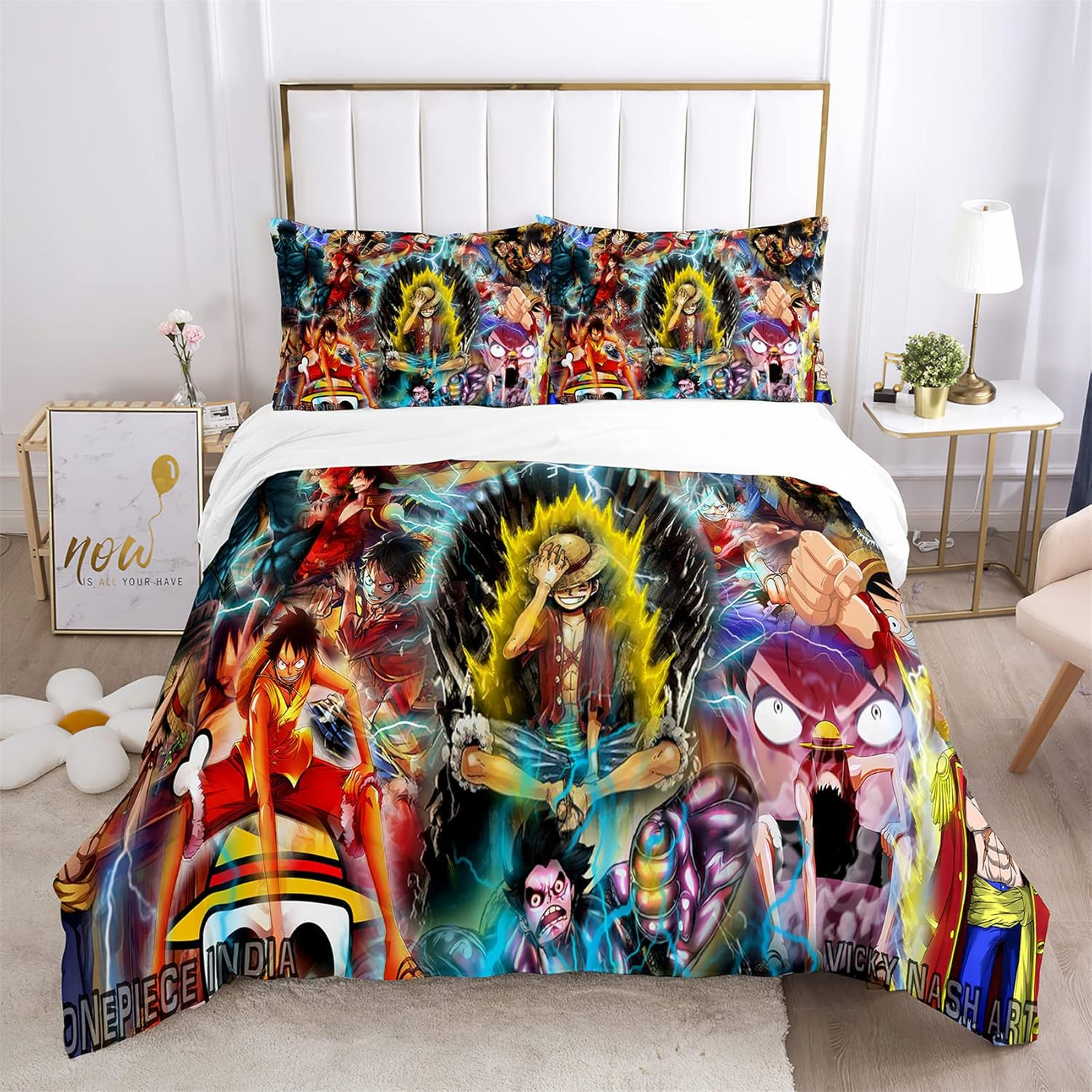 One Piece Duvet Cover Set Super Soft Comfortable Quilt Cover Lightweight 3Pcs Home Bedding Set