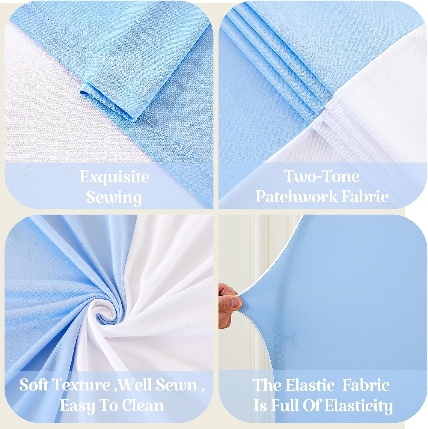 Wedding Arch Backdrop Cover, 6.6FT White Blue Arch Cover Stretchy Backdrops, Double-Sided Arch Stand Covers for Wedding Ceremony, Baby Shower, Birthday Party Decoration image number 6