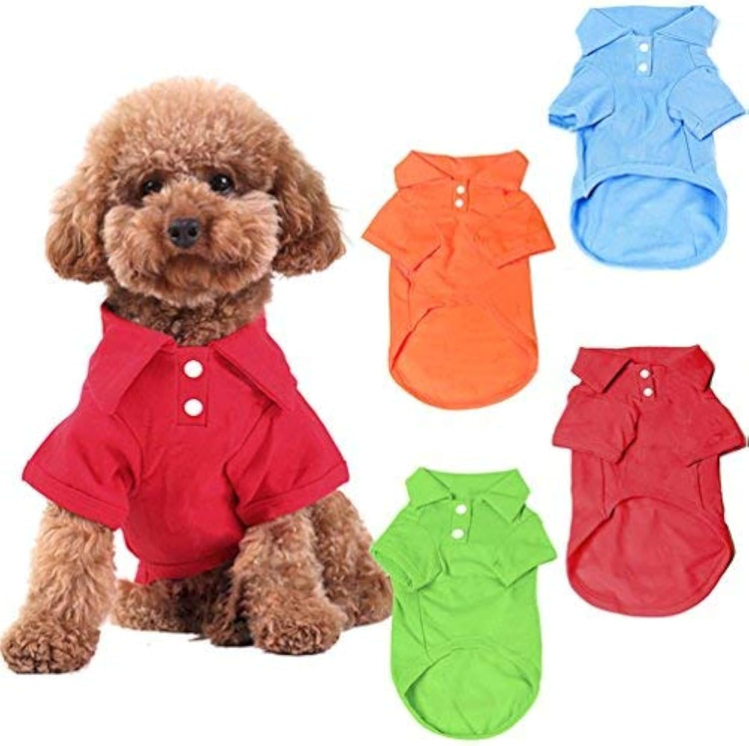 KINGMAS 4 Pieces Dog T-Shirt, Breathable Pet Shirts, Puppy Sweatshirt Dog Clothes Outfit Apparel Coats for Small Medium Dogs Cats (Blue, Green, Red, Orange) - X-Large image number 5