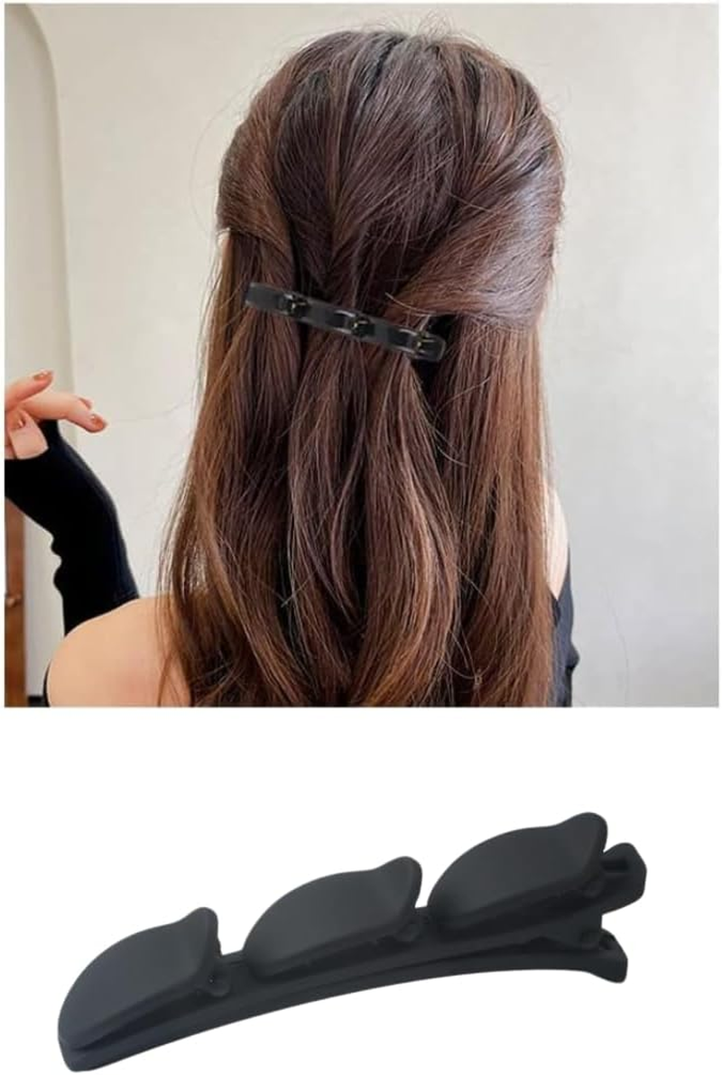 PARENCE. - Set of 2 Long Hair Clips 9.5 Cm - Black - Durable Plastic Hair Clips - Hair Accessories for Women and Girls - Lightweight, Elegant and Practical