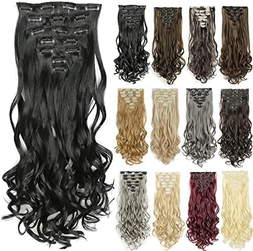 IMISSU 22 Inch 7PCS Set Long Curly Clip in Hair Extensions Natural 16 Clips Full Head Hair Extension Hairpiece for Girl (Copper)