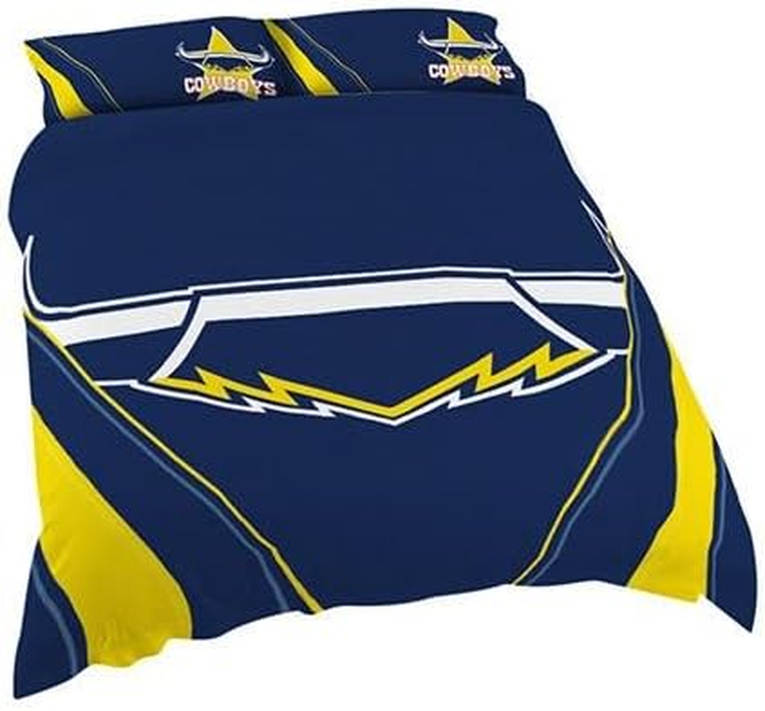 North Queensland Cowboys NRL Quilt Doona Duvet Cover Pillow Case Set, Queen
