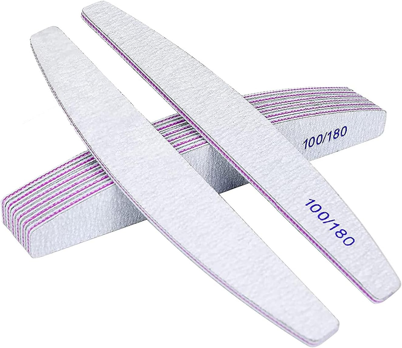 URAQT 6PCS Professional Nail Files,100/180 Grit Nail File Double Sided Emery Board,Washable Nail Buffer Files,Curved Fingernail Files for Nail Grooming and Styling,Hairdressing Salon,Pets (White) image number 5