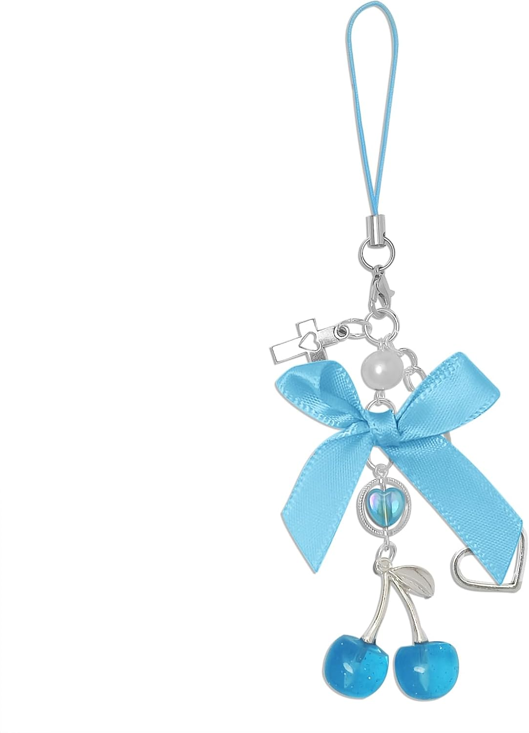 Nalefow Phone Charms Strap Cute Cherry Cellphone Straps Aesthetic Pink Red Black Bluecherry Phone Chain for Camera Keychain Bag Pendant Decor Gift