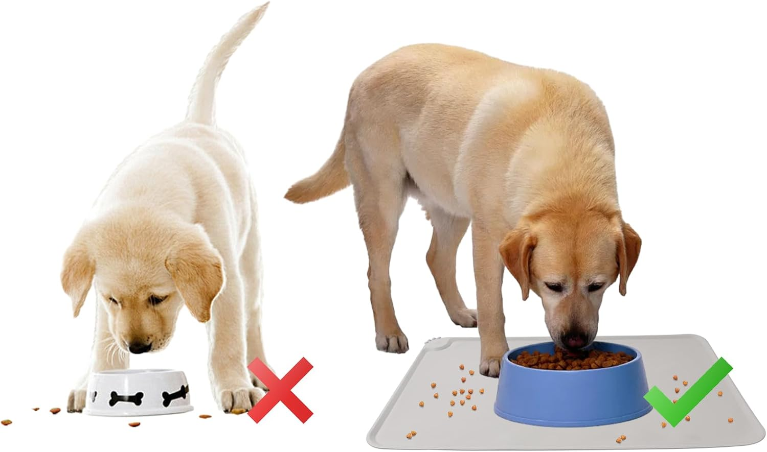 Dog Cat Feeding Mat, Silicone Waterproof Pet Food Mat, Dog and Cat Bowl Mat Non-Slip Mat for Feeding Bowl Dog and Cat Feeding Bowl, Feeding Mat 48 X 30 Cm