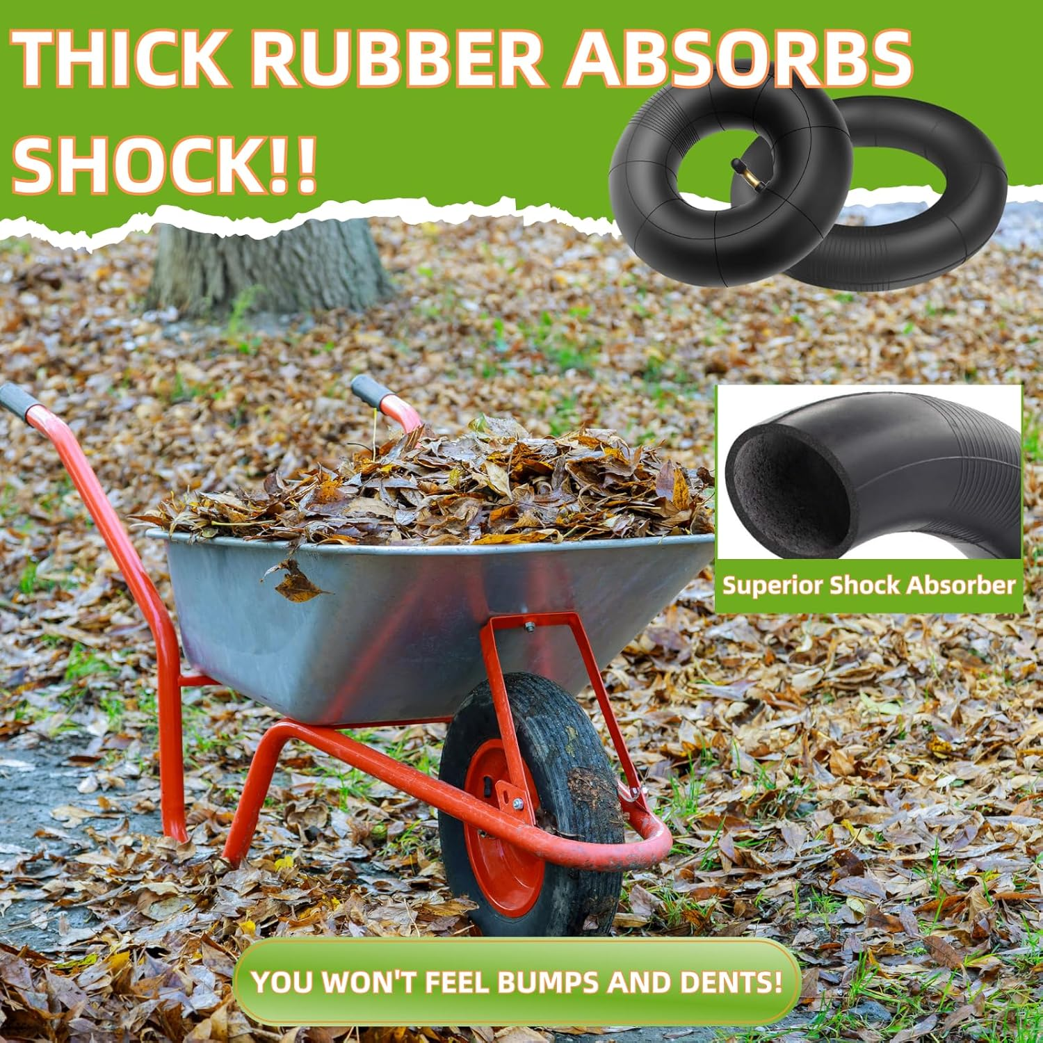 2 Pack 2.80/2.50-4 Inner Tube 280/250-4 2.80-4 2.50-4 280-4 250-4 Tire with Bent Valve Stem for Wheelbarrows, Scooters, Hand Trucks, Lawn Mowers, Dollies image number 4