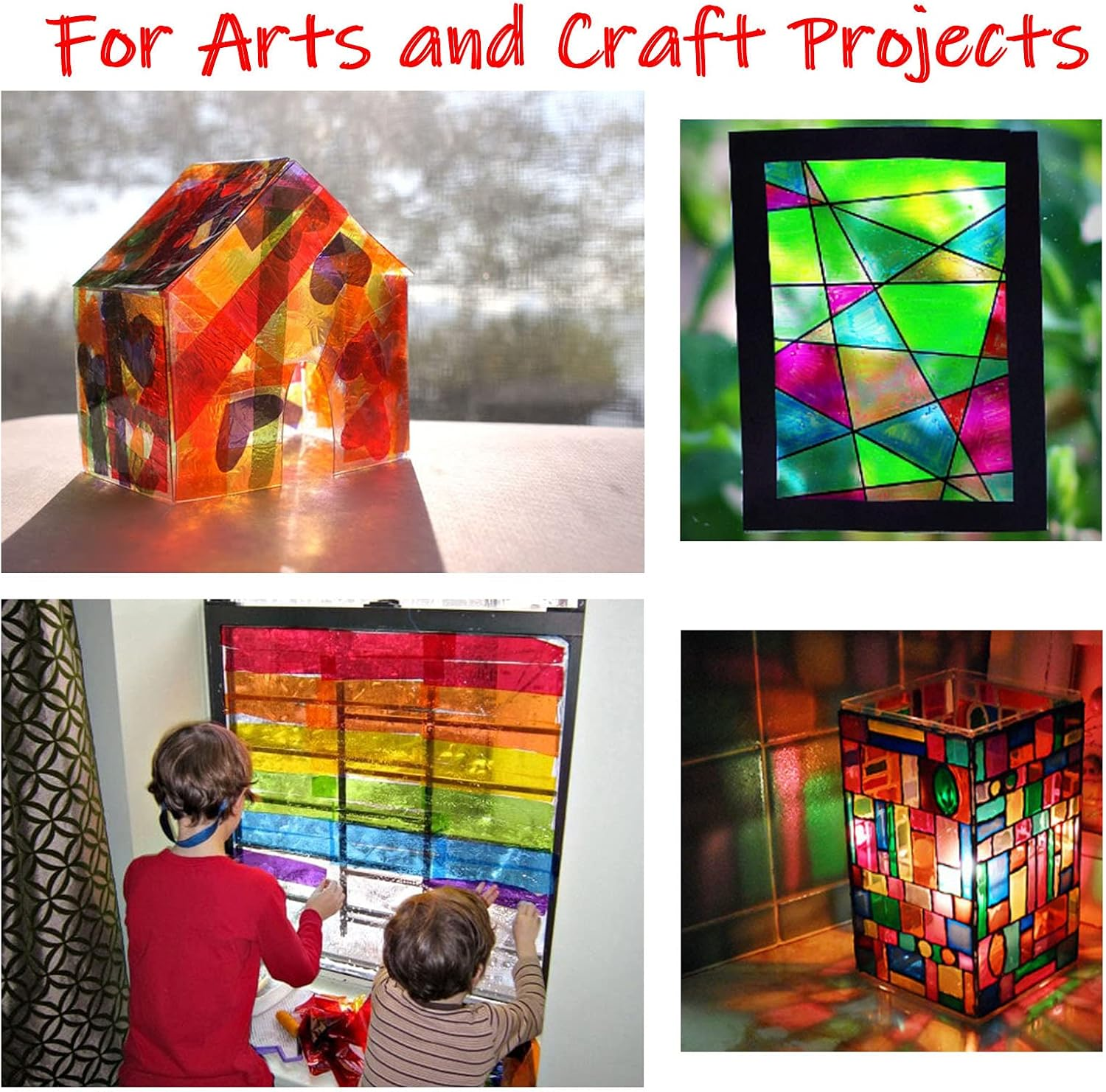 Cinvo 160 Pcs Cellophane Sheets Multi-Colored See through Colorful Sheets with Twist Ties Cello Wraps for DIY Arts and Crafts, Treats Candy Wrapping Party Supplies (7.5 X 7.5 Inch) image number 3