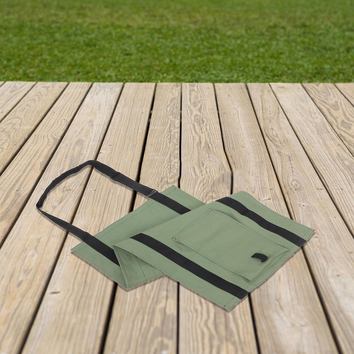 Jojofuny Heavy Duty Firewood Tote Carrier Canvas Log Bag Handles Outdoor Firewood Storage Bag Military Green for Camping and Fireplace image number 5