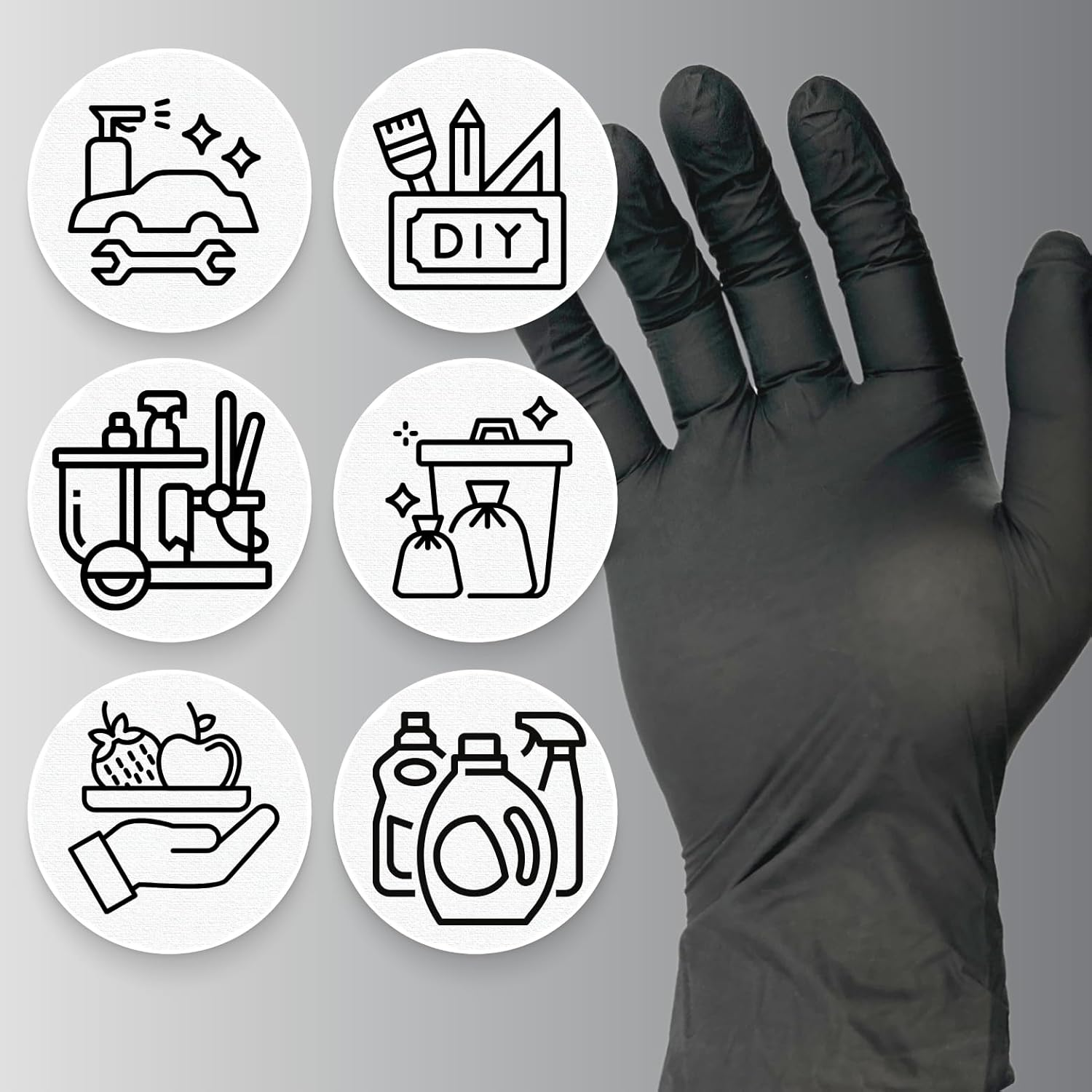 Zestex Nitrile Heavy Duty, Latex-Free & Powder-Free, Non-Sterile Food Safe Extra Strong Disposable Glove, Black, Large, Case/100 image number 4